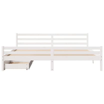 Bed Frame without Mattress White 180x200 cm Super King Solid Wood Pine