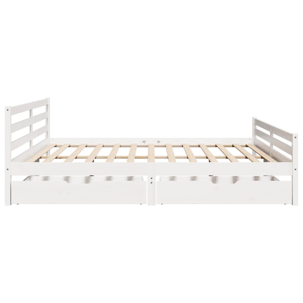 Bed Frame without Mattress White 180x200 cm Super King Solid Wood Pine