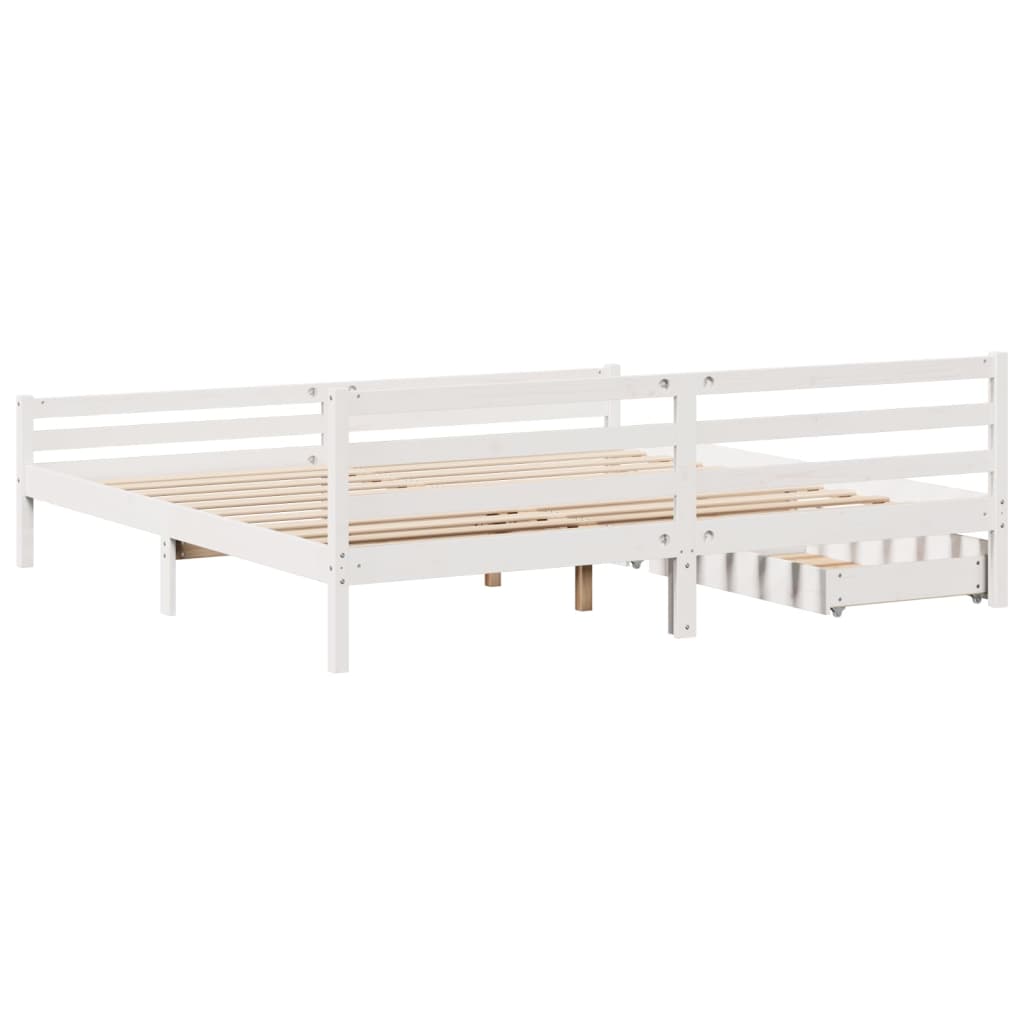 Bed Frame without Mattress White 180x200 cm Super King Solid Wood Pine