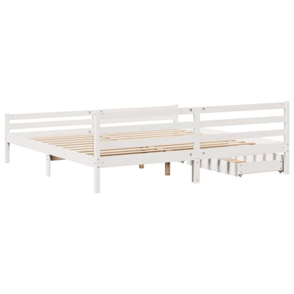 Bed Frame without Mattress White 180x200 cm Super King Solid Wood Pine