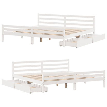 Bed Frame without Mattress White 180x200 cm Super King Solid Wood Pine