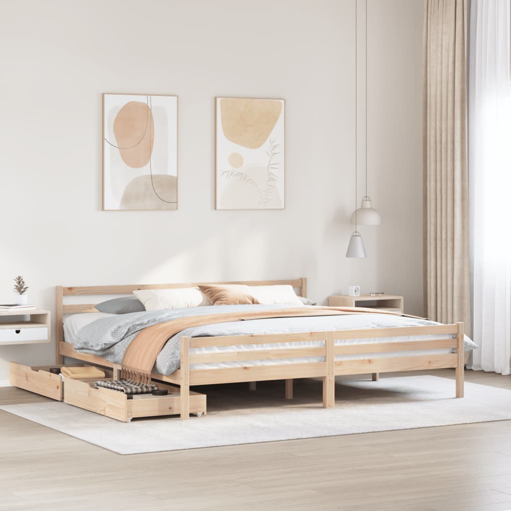 Bed Frame without Mattress 200x200 cm Solid Wood Pine