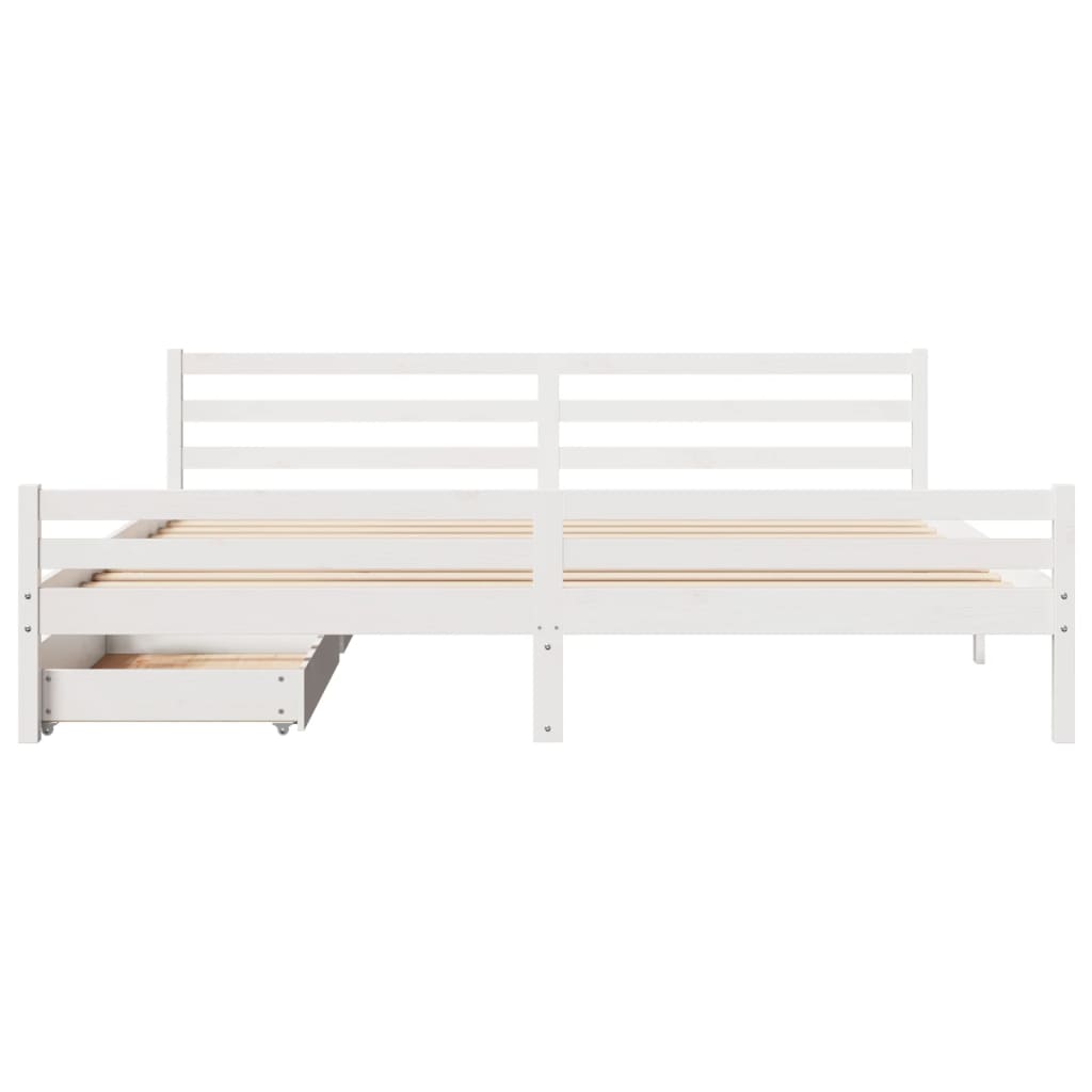 Bed Frame without Mattress White 200x200 cm Solid Wood Pine