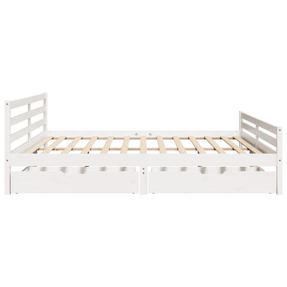 Bed Frame without Mattress White 200x200 cm Solid Wood Pine