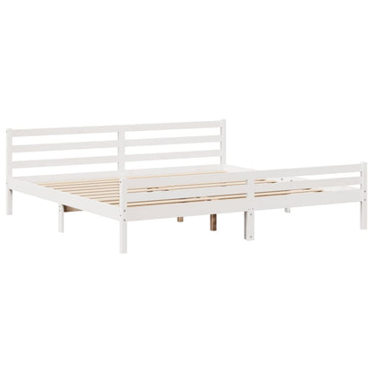 Bed Frame without Mattress White 200x200 cm Solid Wood Pine