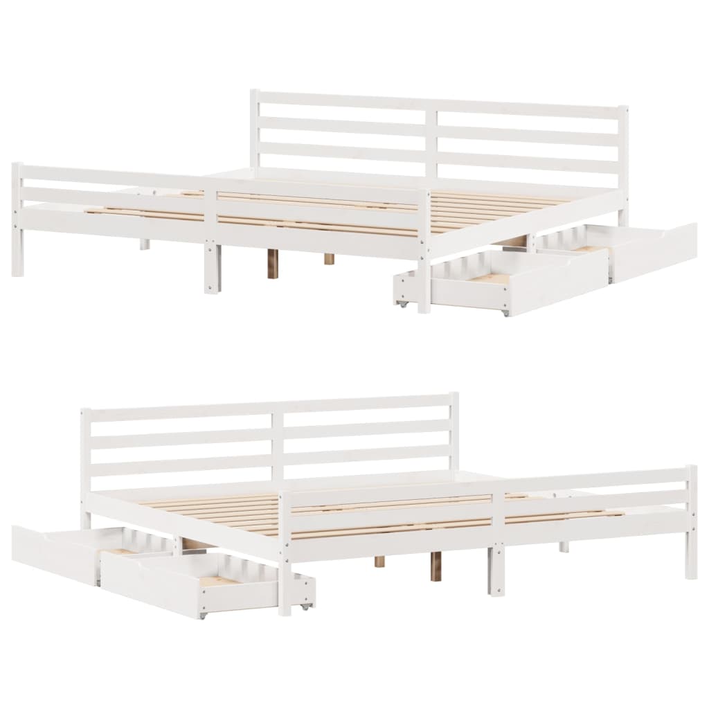 Bed Frame without Mattress White 200x200 cm Solid Wood Pine