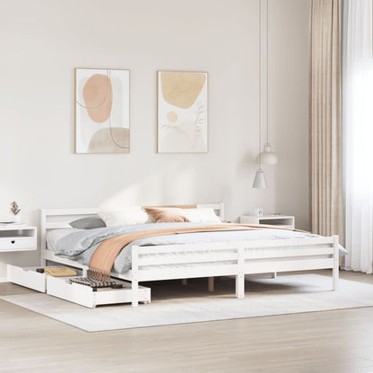 Bed Frame without Mattress White 200x200 cm Solid Wood Pine