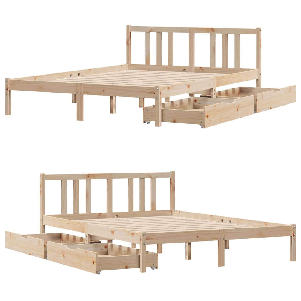 Bed Frame without Mattress 120x190 cm Small Double Solid Wood Pine