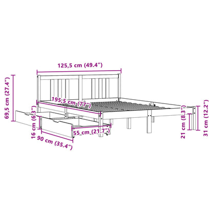 Bed Frame without Mattress 120x190 cm Small Double Solid Wood Pine