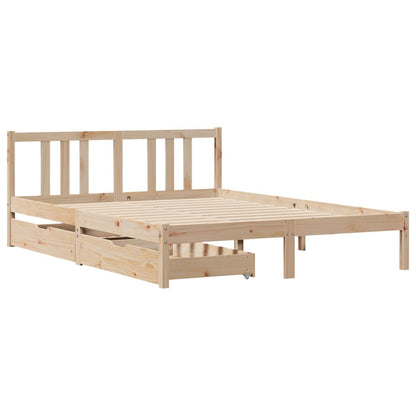 Bed Frame without Mattress 140x190 cm Solid Wood Pine