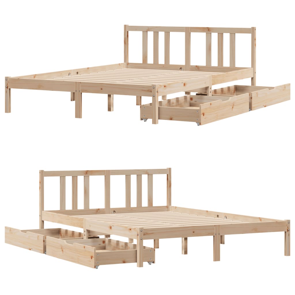 Bed Frame without Mattress 140x190 cm Solid Wood Pine