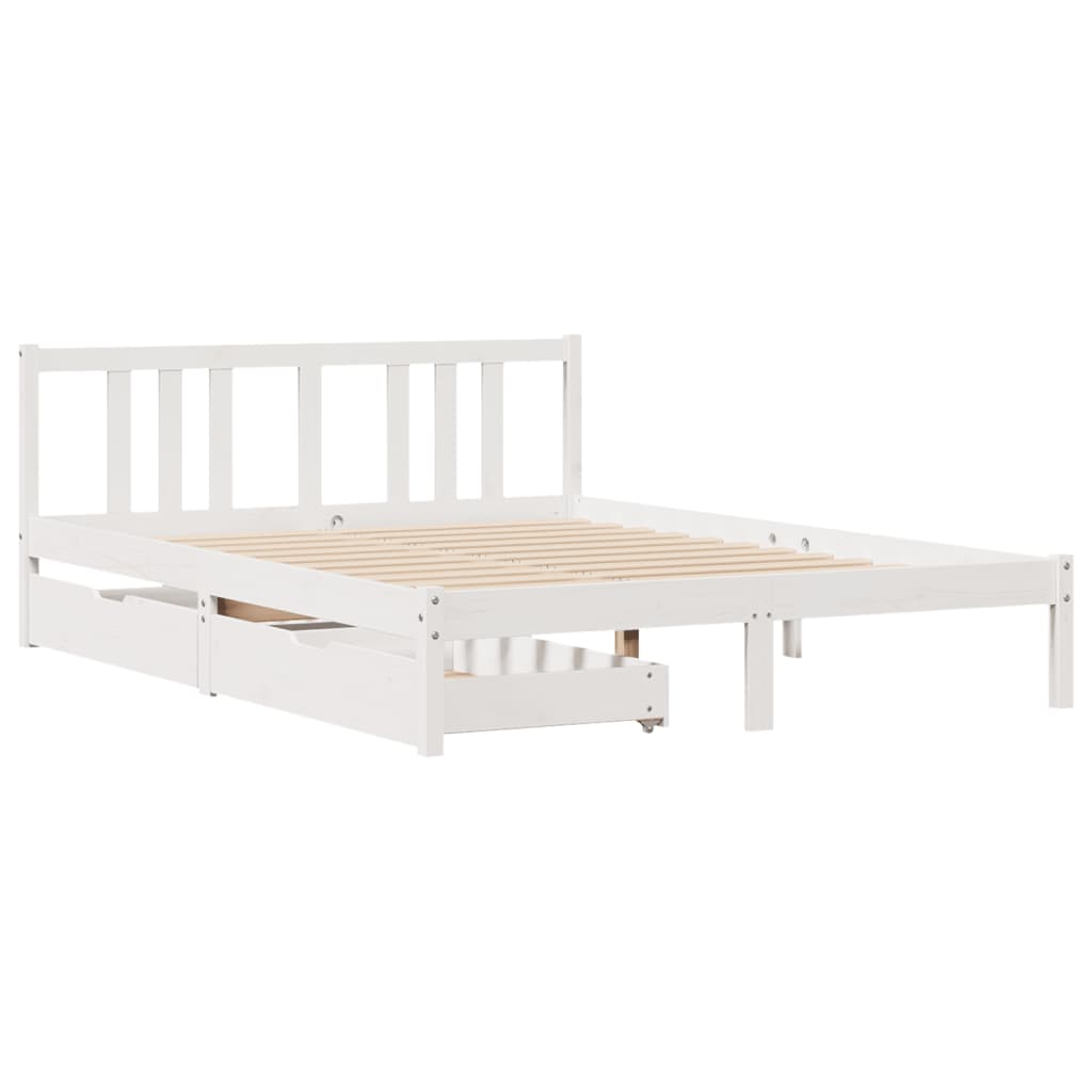 Bed Frame without Mattress White 140x190 cm Solid Wood Pine