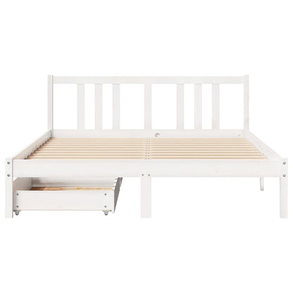 Bed Frame without Mattress White 140x190 cm Solid Wood Pine