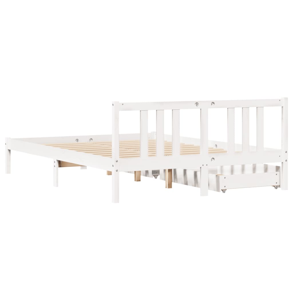 Bed Frame without Mattress White 140x190 cm Solid Wood Pine