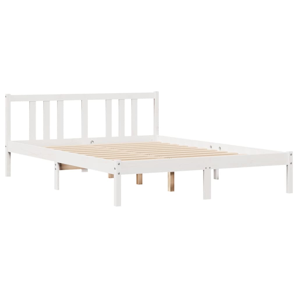 Bed Frame without Mattress White 140x190 cm Solid Wood Pine