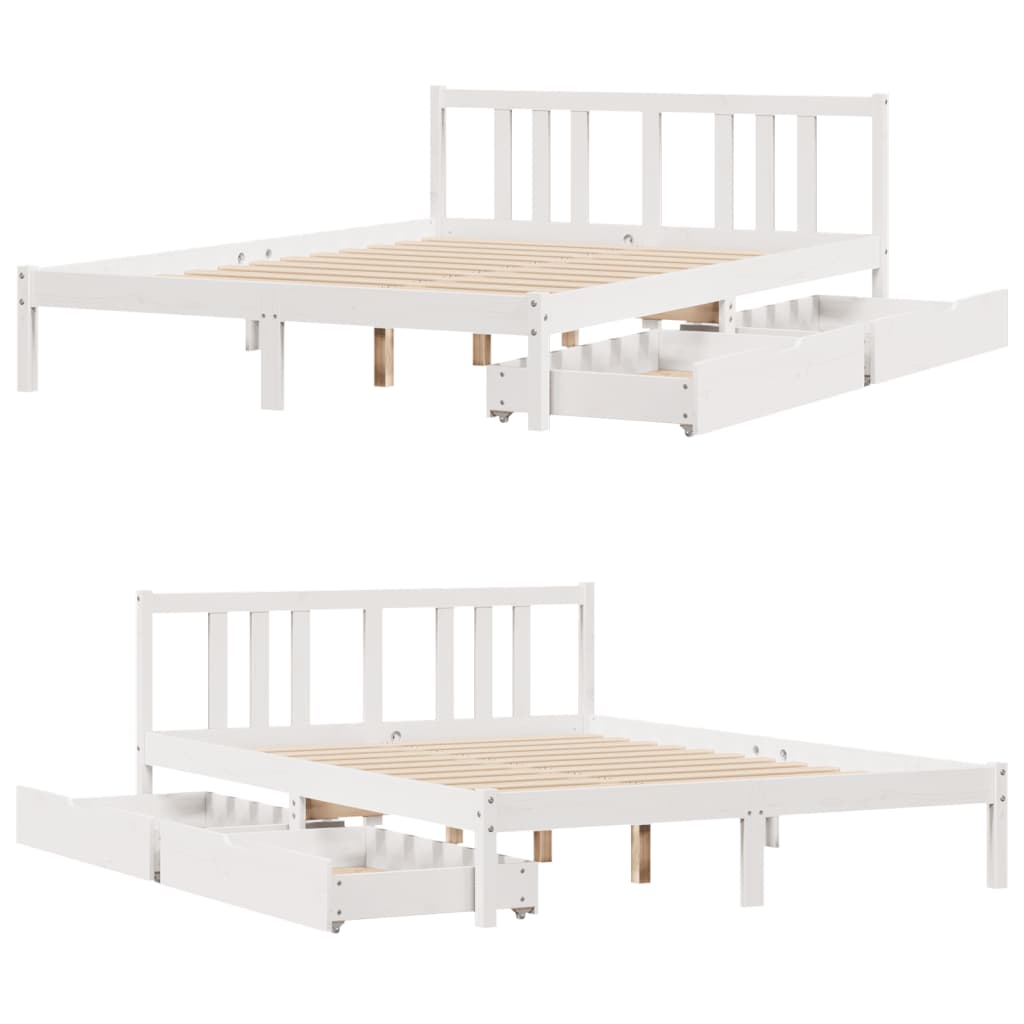 Bed Frame without Mattress White 140x190 cm Solid Wood Pine