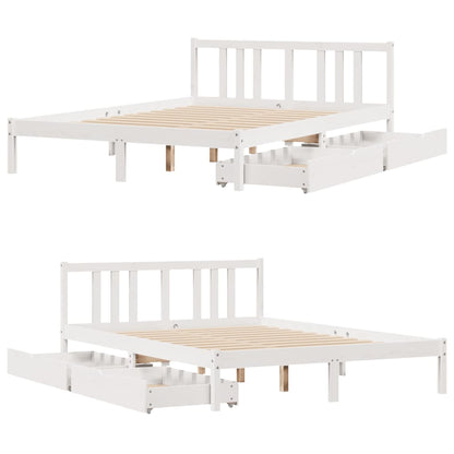 Bed Frame without Mattress White 140x190 cm Solid Wood Pine