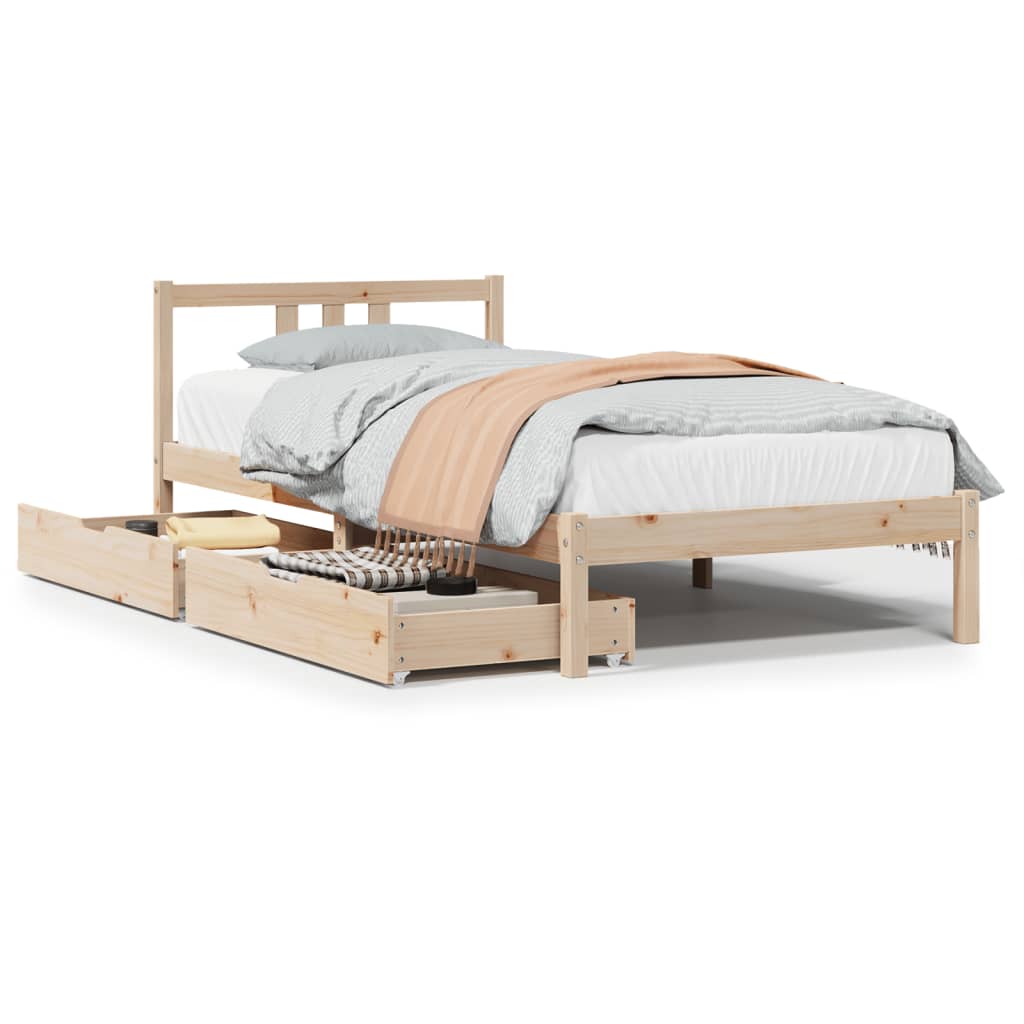 Bed Frame without Mattress 90x200 cm Solid Wood Pine