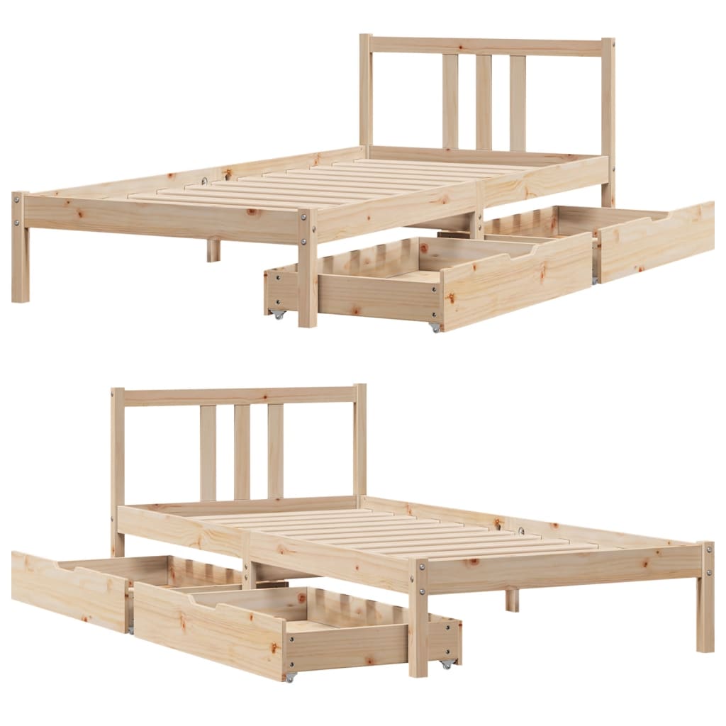 Bed Frame without Mattress 90x200 cm Solid Wood Pine