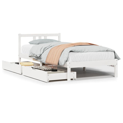 Bed Frame without Mattress White 90x200 cm Solid Wood Pine