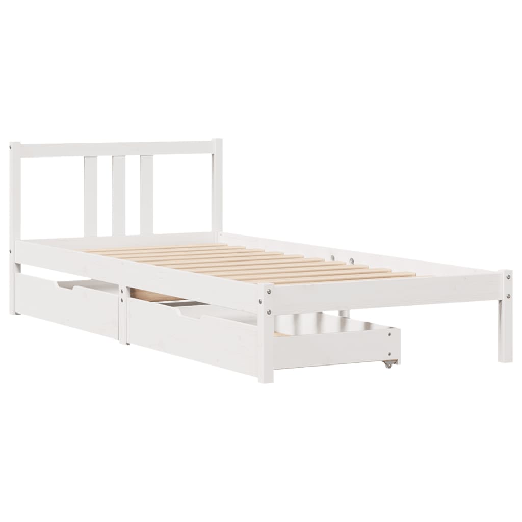 Bed Frame without Mattress White 90x200 cm Solid Wood Pine