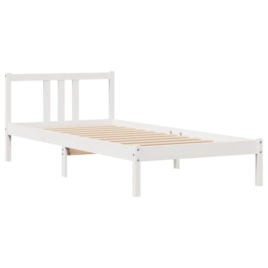 Bed Frame without Mattress White 90x200 cm Solid Wood Pine