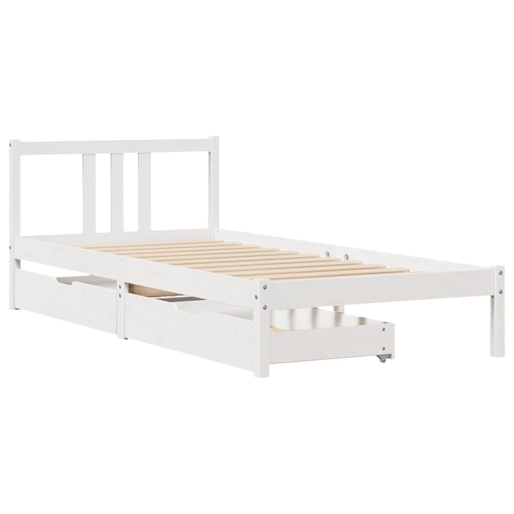 Bed Frame without Mattress White 100x200 cm Solid Wood Pine