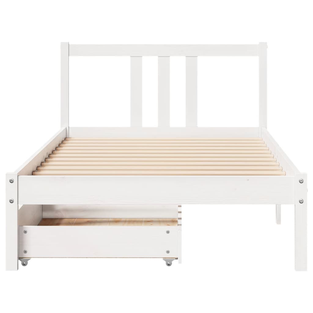 Bed Frame without Mattress White 100x200 cm Solid Wood Pine