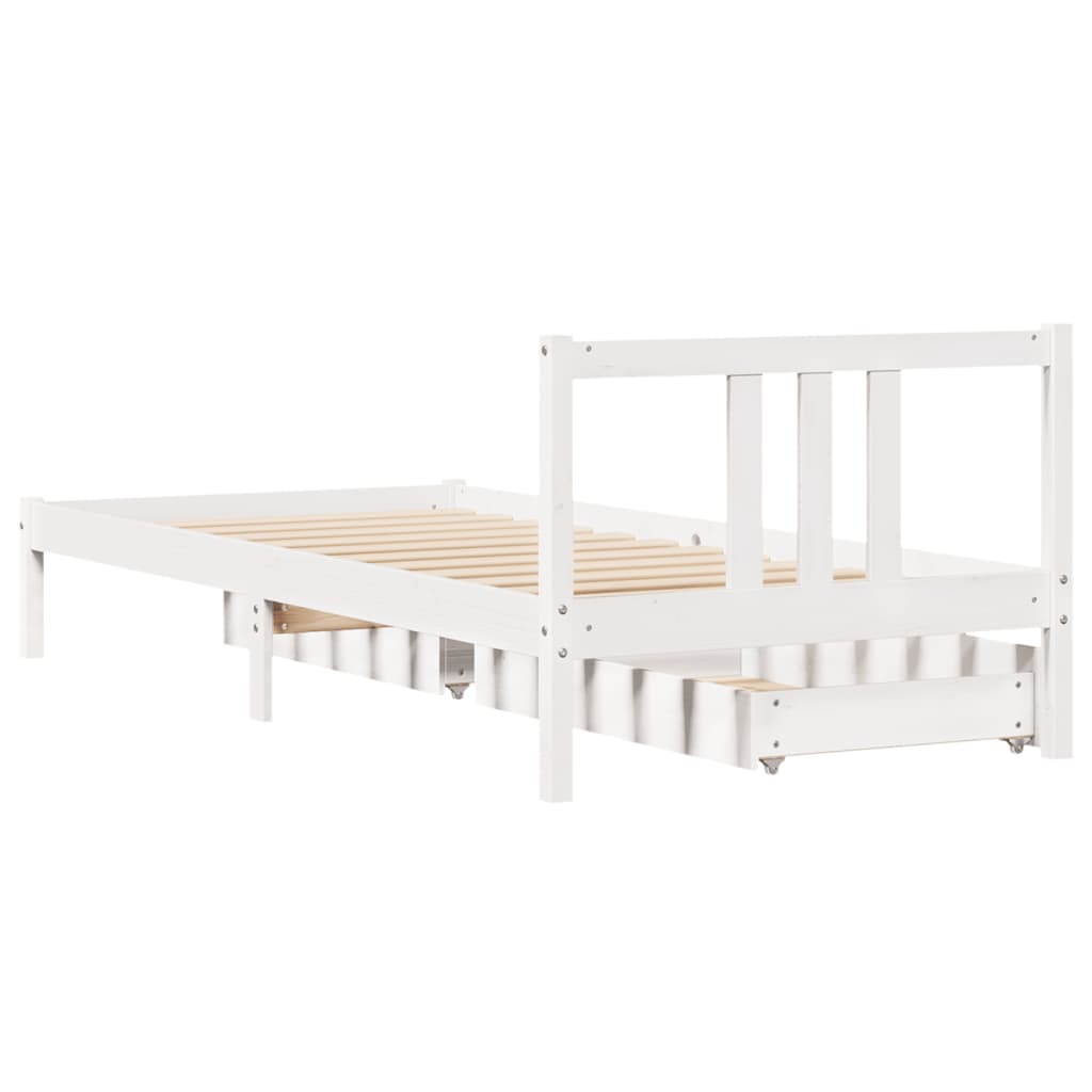 Bed Frame without Mattress White 100x200 cm Solid Wood Pine