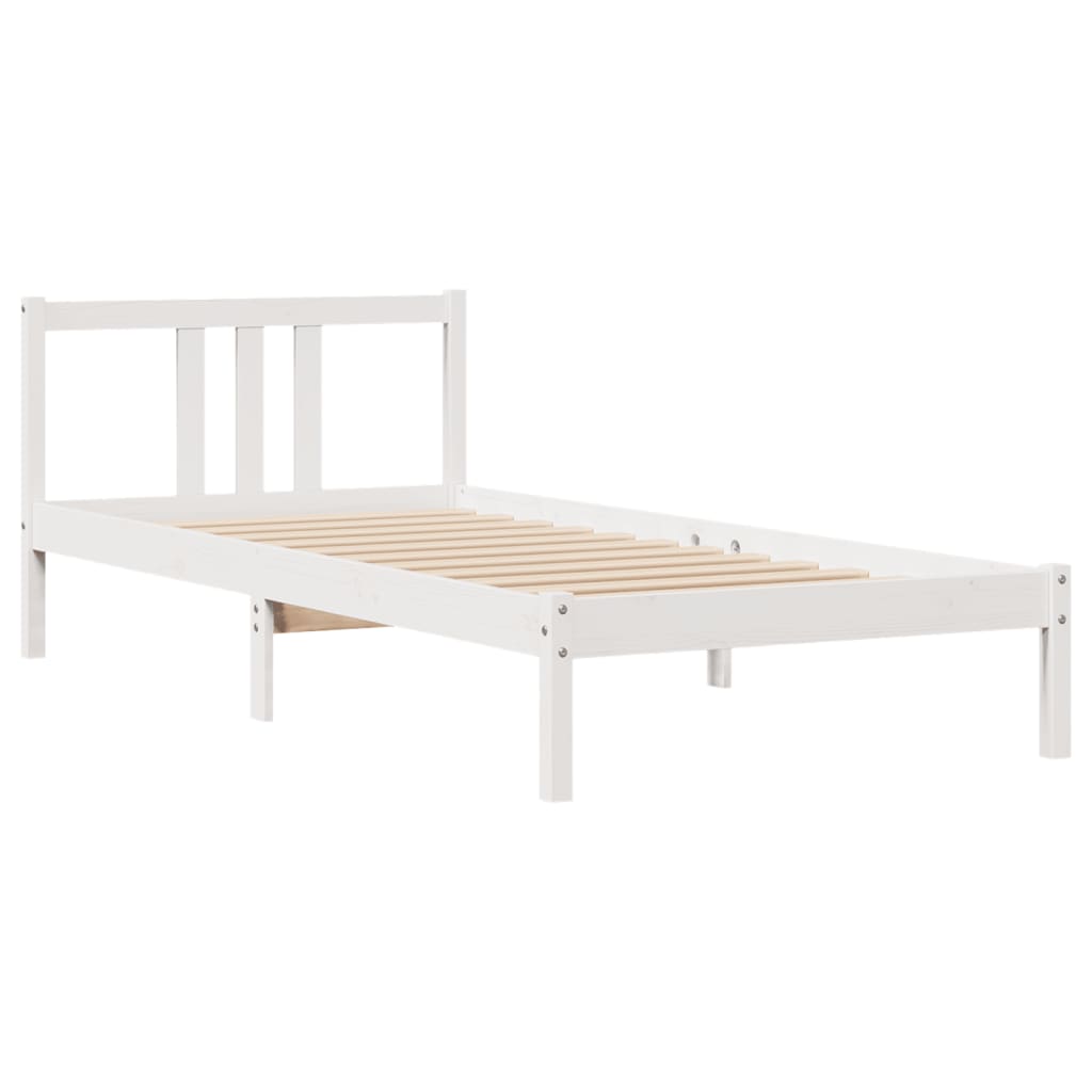 Bed Frame without Mattress White 100x200 cm Solid Wood Pine