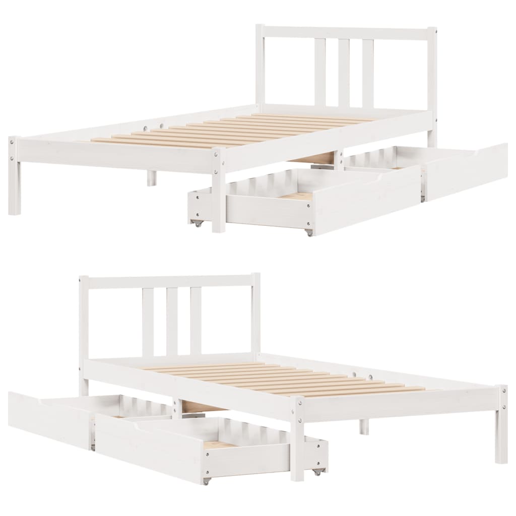 Bed Frame without Mattress White 100x200 cm Solid Wood Pine