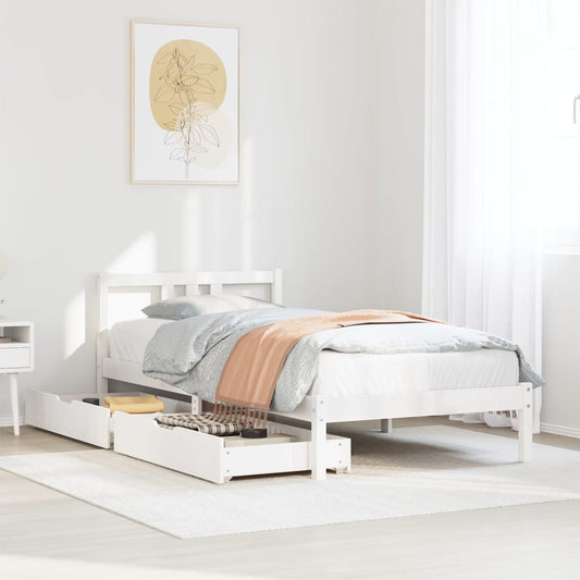 Bed Frame without Mattress White 100x200 cm Solid Wood Pine