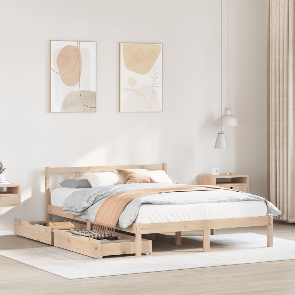 Bed Frame without Mattress 140x200 cm Solid Wood Pine