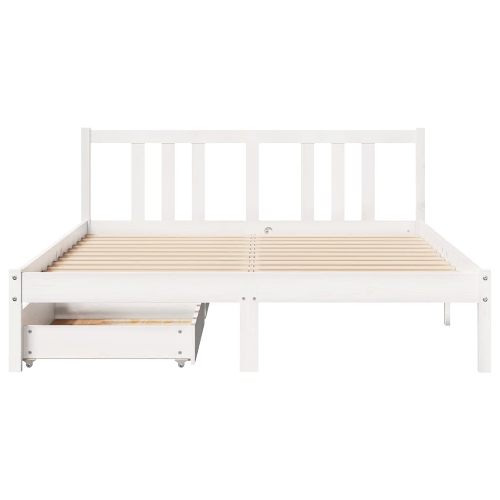 Bed Frame without Mattress White 140x200 cm Solid Wood Pine