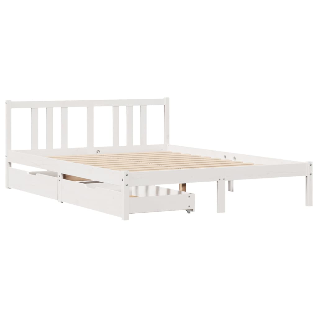 Bed Frame without Mattress White 160x200 cm Solid Wood Pine