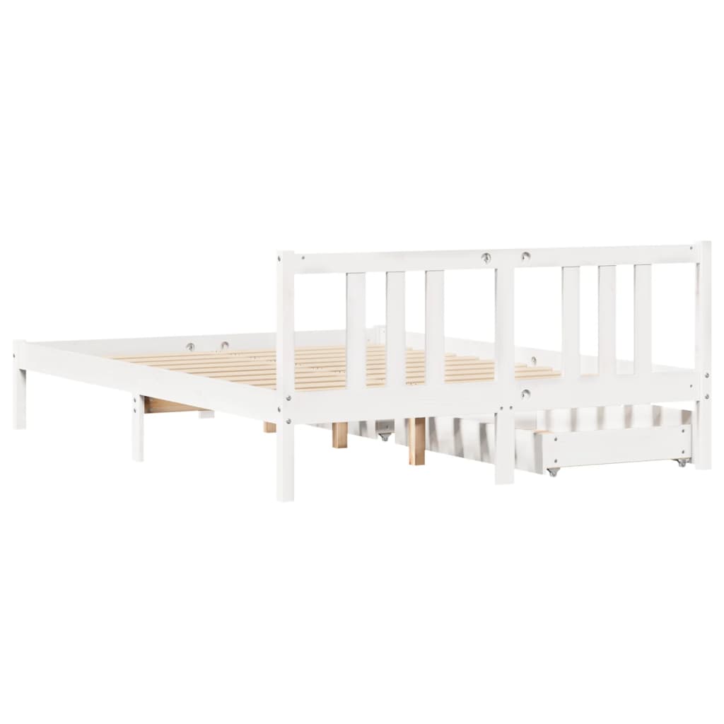 Bed Frame without Mattress White 160x200 cm Solid Wood Pine