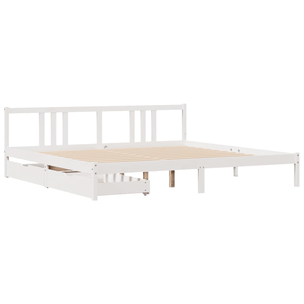 Bed Frame without Mattress White 200x200 cm Solid Wood Pine