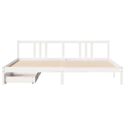 Bed Frame without Mattress White 200x200 cm Solid Wood Pine