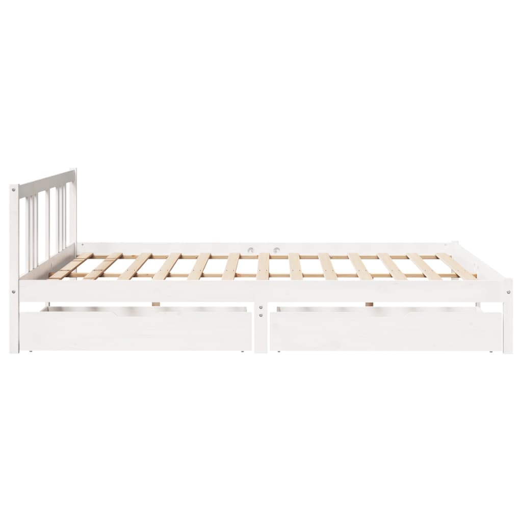 Bed Frame without Mattress White 200x200 cm Solid Wood Pine