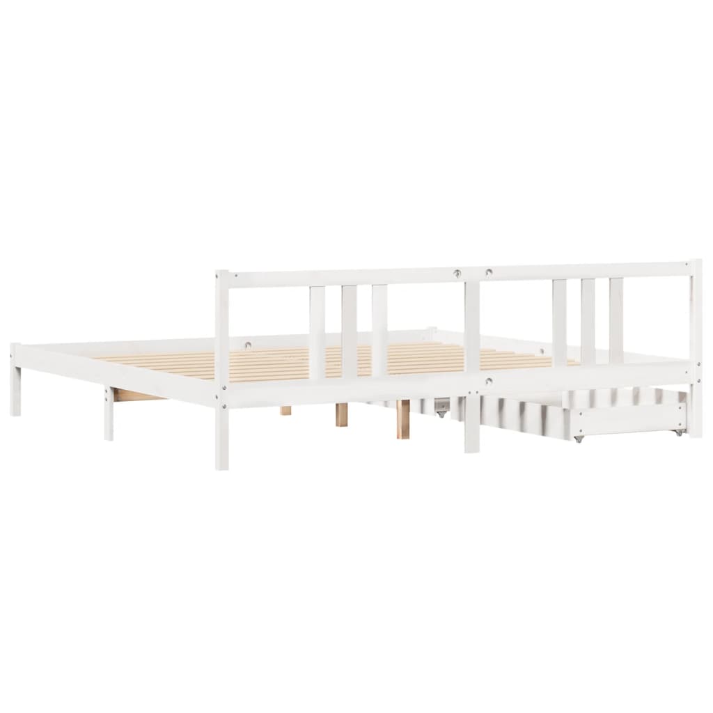 Bed Frame without Mattress White 200x200 cm Solid Wood Pine