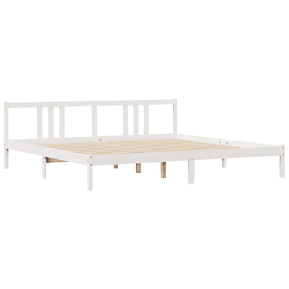 Bed Frame without Mattress White 200x200 cm Solid Wood Pine