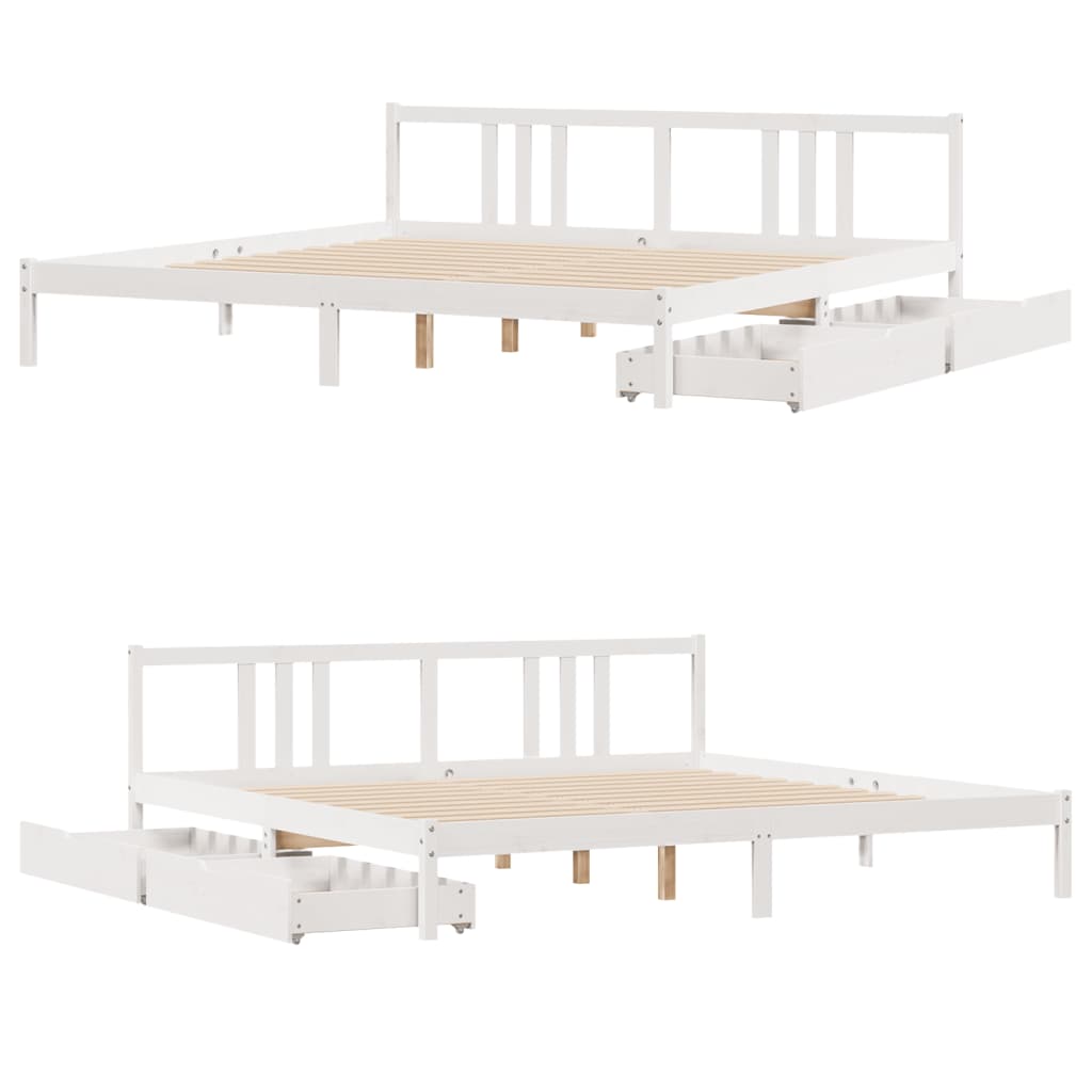 Bed Frame without Mattress White 200x200 cm Solid Wood Pine