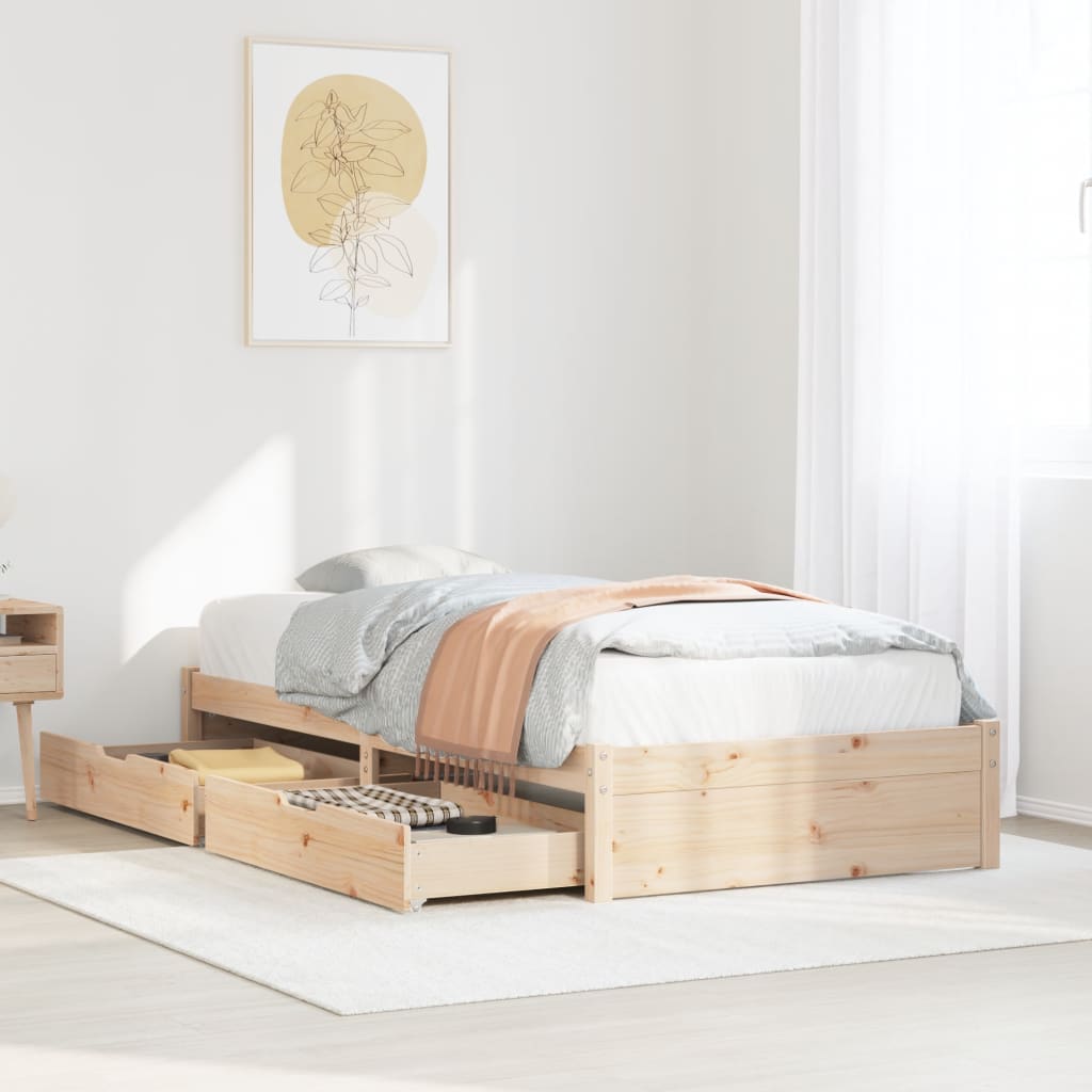 Bed Frame without Mattress 75x190 cm Small Single Solid Wood Pine