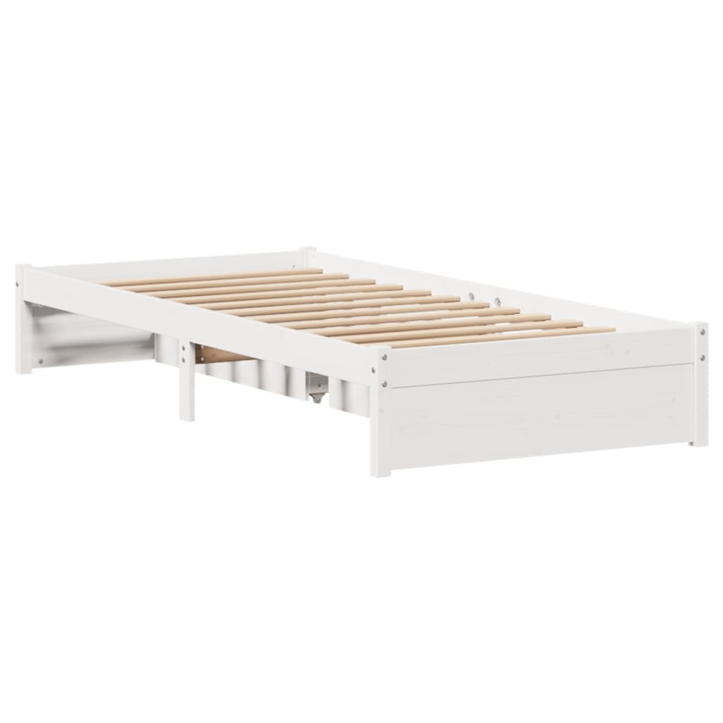 Bed Frame without Mattress White 75x190 cm Small Single Solid Wood Pine