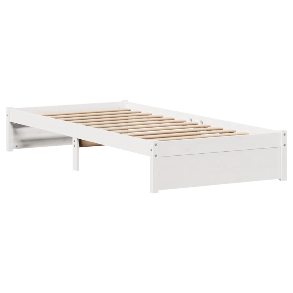 Bed Frame without Mattress White 75x190 cm Small Single Solid Wood Pine