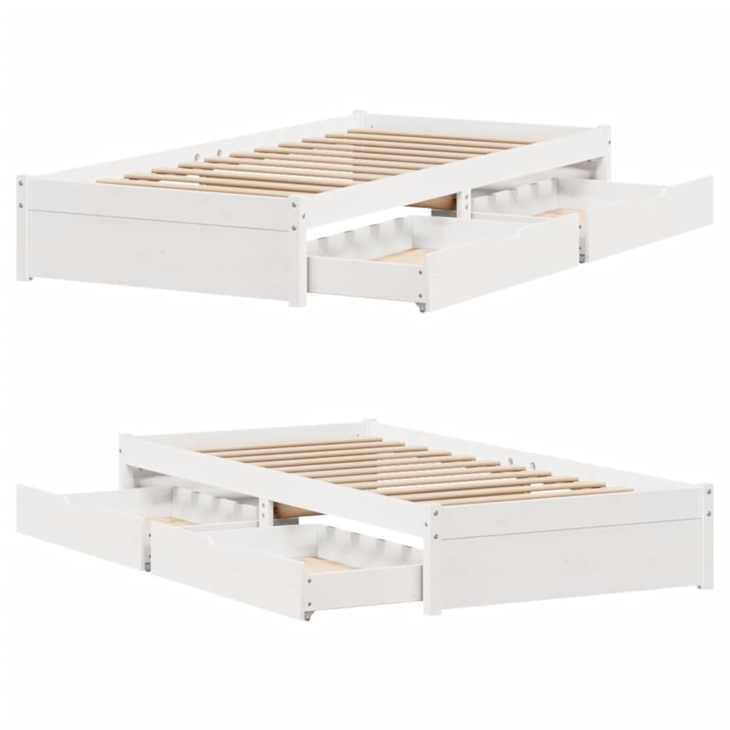 Bed Frame without Mattress White 75x190 cm Small Single Solid Wood Pine