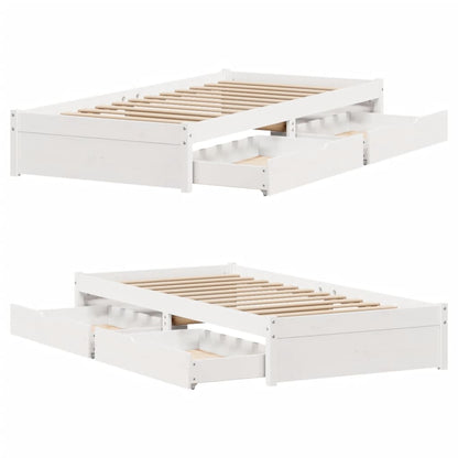 Bed Frame without Mattress White 75x190 cm Small Single Solid Wood Pine