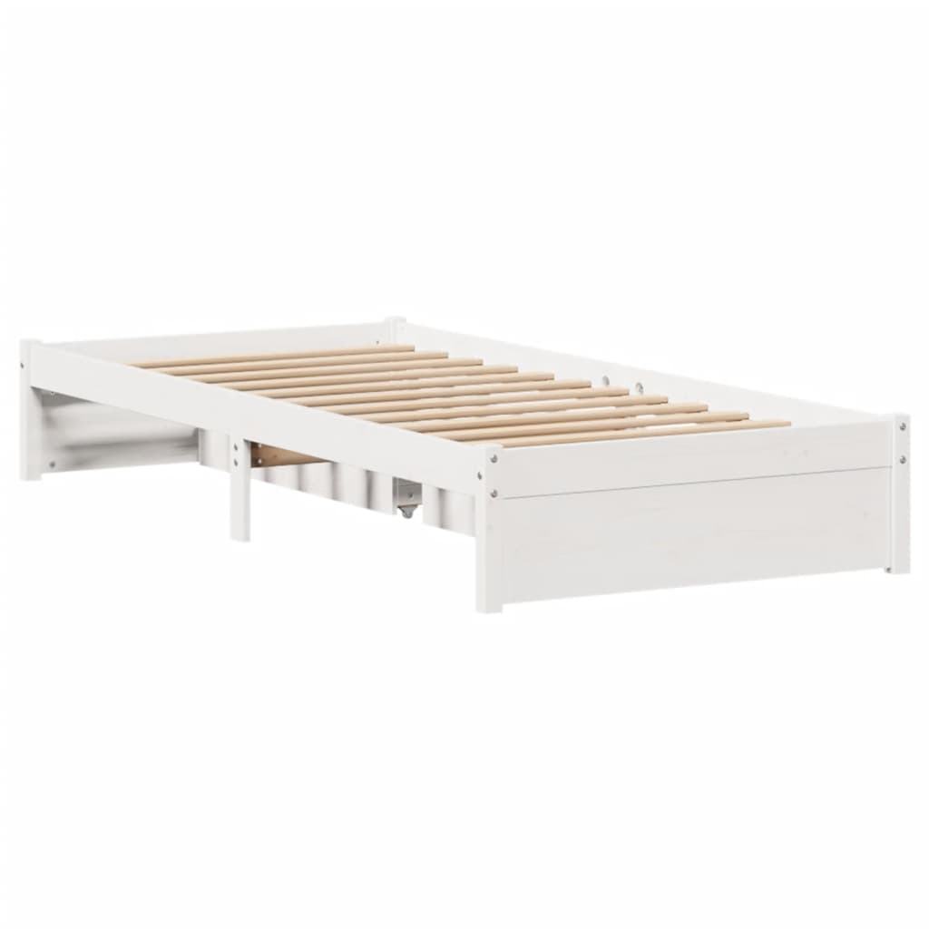 Bed Frame without Mattress White 90x190 cm Single Solid Wood Pine