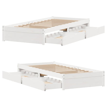 Bed Frame without Mattress White 90x190 cm Single Solid Wood Pine