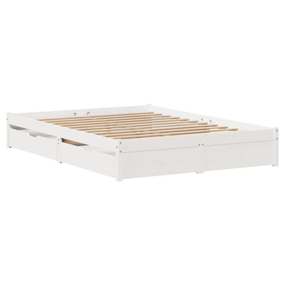 Bed Frame without Mattress White 135x190 cm Double Solid Wood Pine